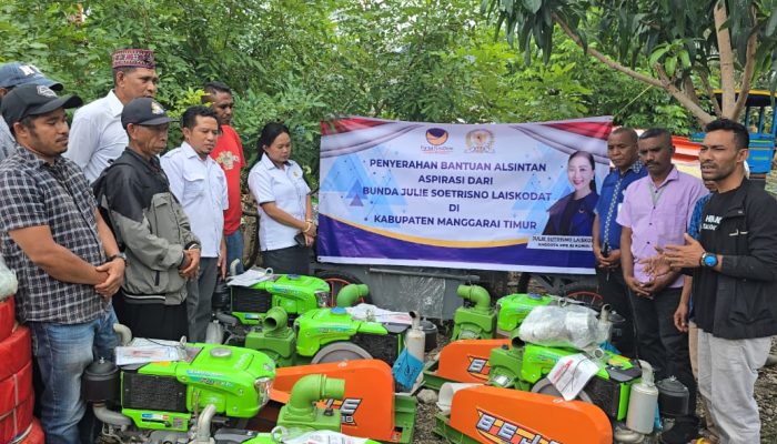 Julie Laiskodat Salurkan Bantuan Alat Pertanian untuk Petani di Manggarai Timur